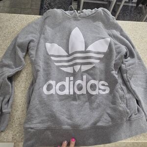 Adidas Women's Gray Hoodie, Size M
